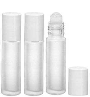 10ml Frosted Glass Roll-on Bottle with White Cap